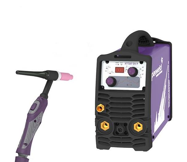 PARWELD XTT207DV TIG LASINVERTER INCL. PRO-GRIP 17 L=8MTR. EN AARDKABEL L=3MTR.