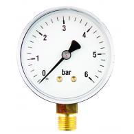 MANOMETER 106001 MESSING  63MM  0-10 BAR O.A. G1/4" KLASSE 2.5