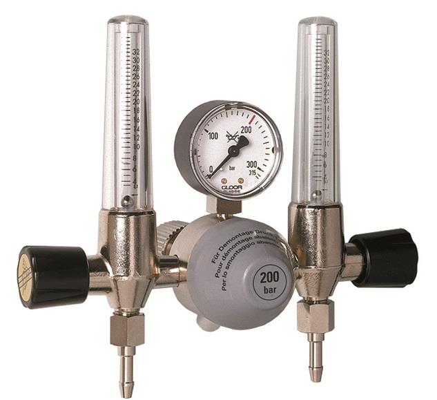 DRUKREGELAAR ARGON DUBBEL FLOW 0-32 LTR GLOOR
